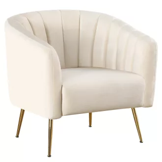 Design fotel, bézs Velvet szövet/gold króm-arany, BAGY