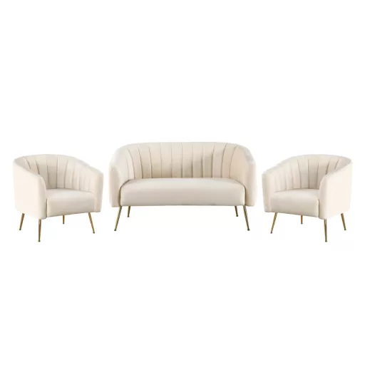 Design fotel, bézs Velvet szövet/gold króm-arany, BAGY