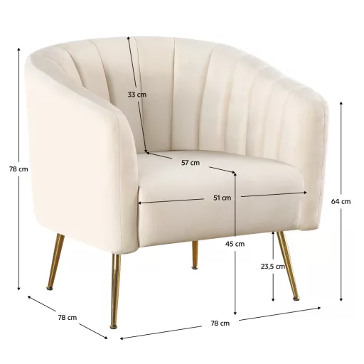 Design fotel, bézs Velvet szövet/gold króm-arany, BAGY