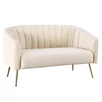   Design kétszemélyes kanapé, bézs Velvet szövet/gold króm-arany, BAGY