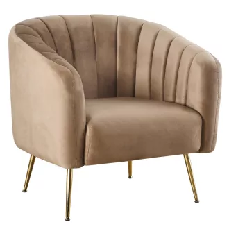 Design fotel, barna Velvet szövet/gold króm-arany, BAGY