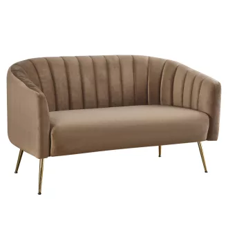   Design kétszemélyes kanapé, barna Velvet szövet/gold króm-arany, BAGY