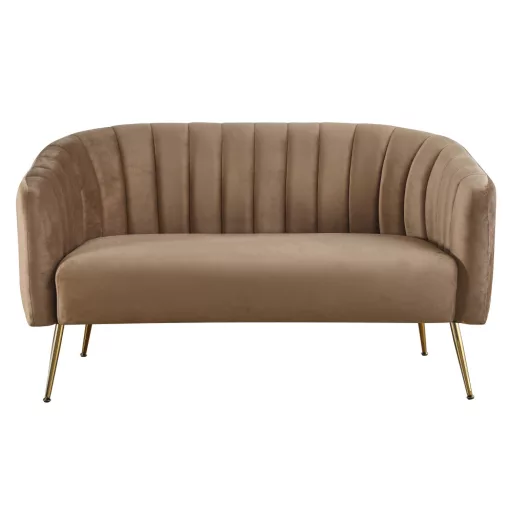 Design kétszemélyes kanapé, barna Velvet szövet/gold króm-arany, BAGY