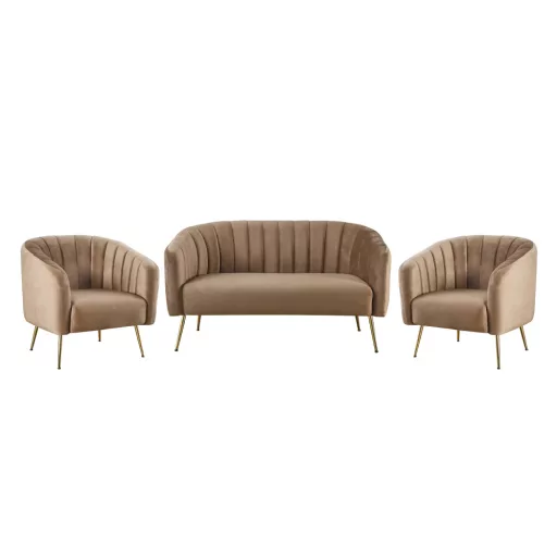 Design kétszemélyes kanapé, barna Velvet szövet/gold króm-arany, BAGY