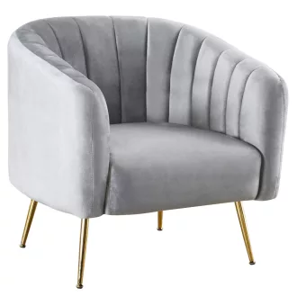 Design fotel, szürke Velvet szövet/gold króm-arany, BAGY