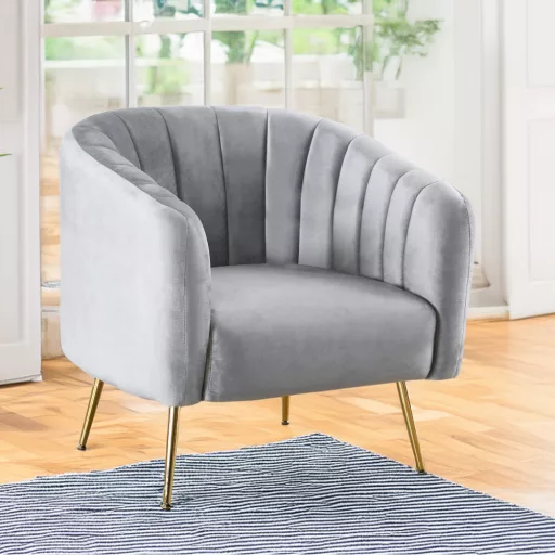 Design fotel, szürke Velvet szövet/gold króm-arany, BAGY
