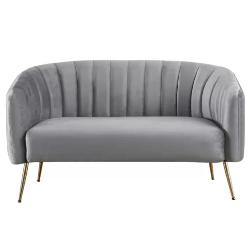 Design kétszemélyes kanapé, szürke Velvet szövet/gold króm-arany, BAGY