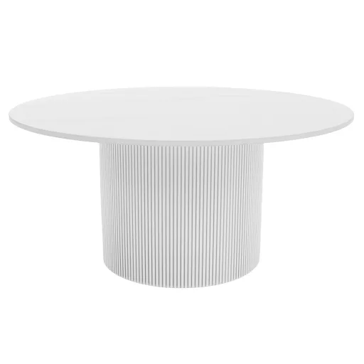 Dohányzóasztal, fehér márvány/MDF, átmérő 80 cm, MAHIR TYP 1