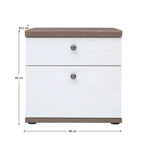 Éjjeliszekrény, canyon fenyő/sonoma trüffel tölgy, TEINA KOM2S
