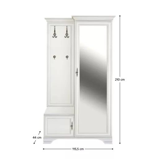 Előszobai szett, alpesi fehér, jobbos, KENTAK PPK110P