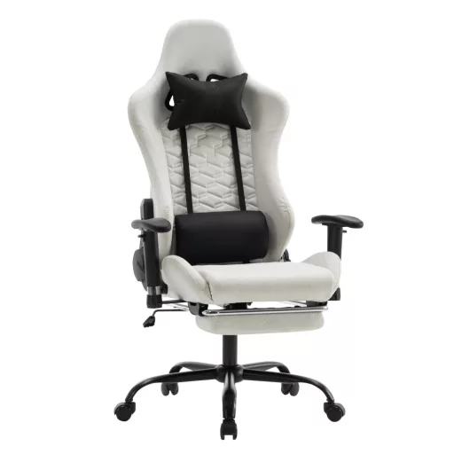 Irodai/gamer szék, fehér/fekete, teherbírás 150 kg, PAPIBAS