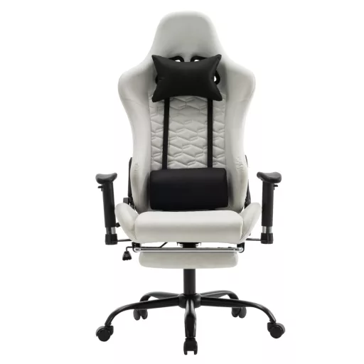 Irodai/gamer szék, fehér/fekete, teherbírás 150 kg, PAPIBAS