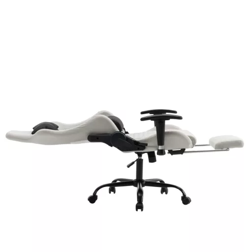 Irodai/gamer szék, fehér/fekete, teherbírás 150 kg, PAPIBAS