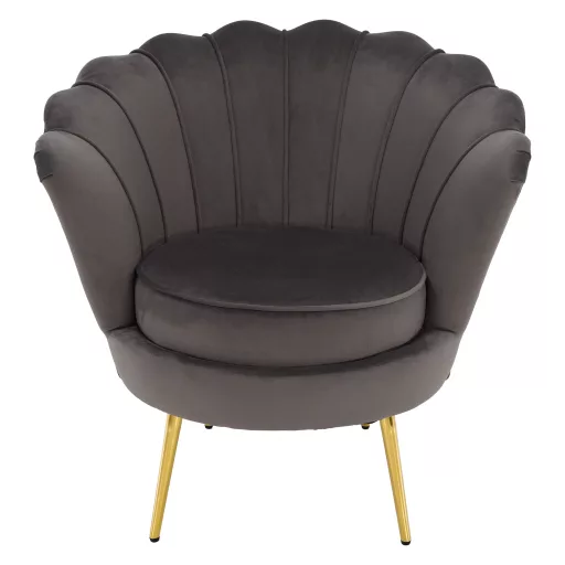 Art-deco stílusú fotel, szürkésbarna Velvet szövet/gold arany króm, NOBLEO