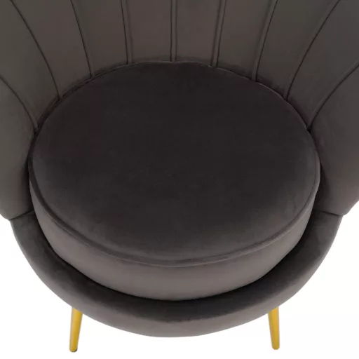 Art-deco stílusú fotel, szürkésbarna Velvet szövet/gold arany króm, NOBLEO