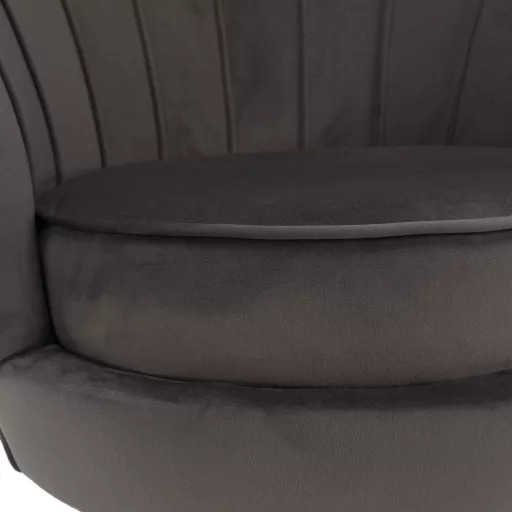 Art-deco stílusú fotel, szürkésbarna Velvet szövet/gold arany króm, NOBLEO