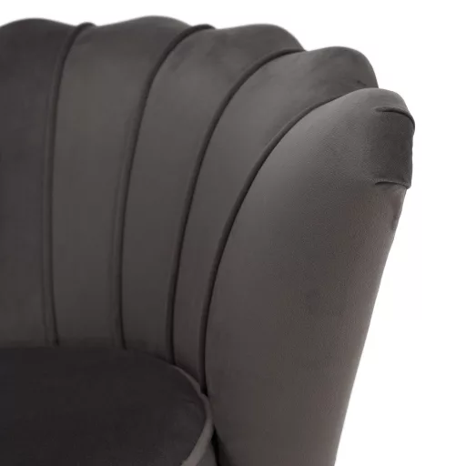 Art-deco stílusú fotel, szürkésbarna Velvet szövet/gold arany króm, NOBLEO