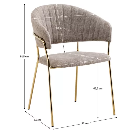 Design étkezőszék, barna szövet/gold króm arany, DASMIN TYP 1