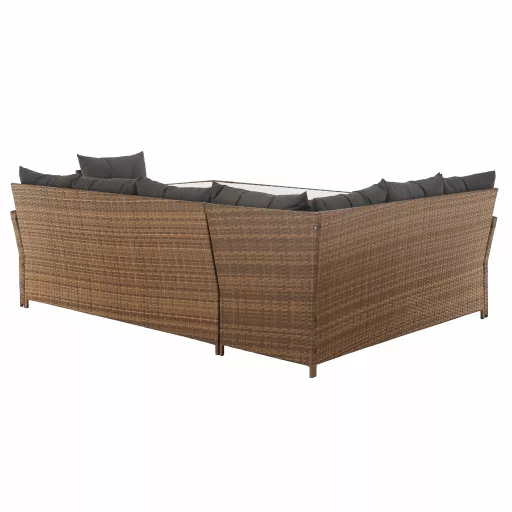 Kerti rattan szett, szürkésbarna/világosbarna, SAGIR