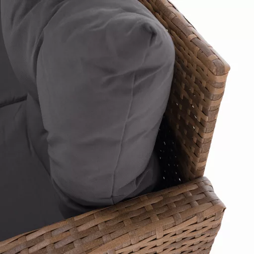 Kerti rattan szett, szürkésbarna/világosbarna, SAGIR
