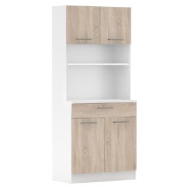 Négyajtós szekrény, fehér/sonoma tölgy, DOMIS NEW