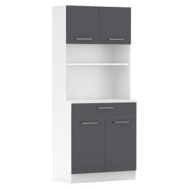 Négyajtós szekrény, fehér/grafit, DOMIS NEW