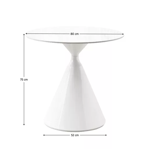 Étkezőasztal, világos márvány/fehér, átmérő 80 cm, VALER
