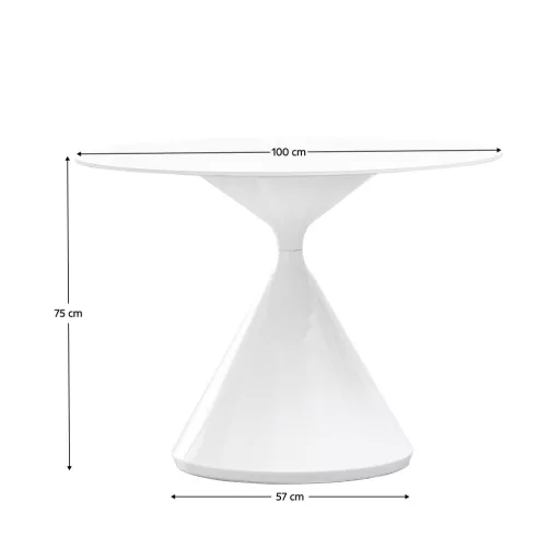 Étkezőasztal, világos márvány/fehér, átmérő 100 cm, VALER TYP 2