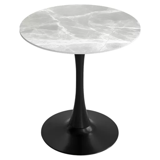 Étkezőasztal, szürke márvány/fekete, átmérő 90 cm, LORIAN TYP 1