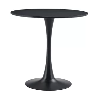 Étkezőasztal, fekete, átmérő 80 cm, REVENTON NEW