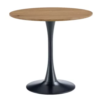 Étkezőasztal, tölgy/fekete, átmérő 80 cm, REVENTON NEW