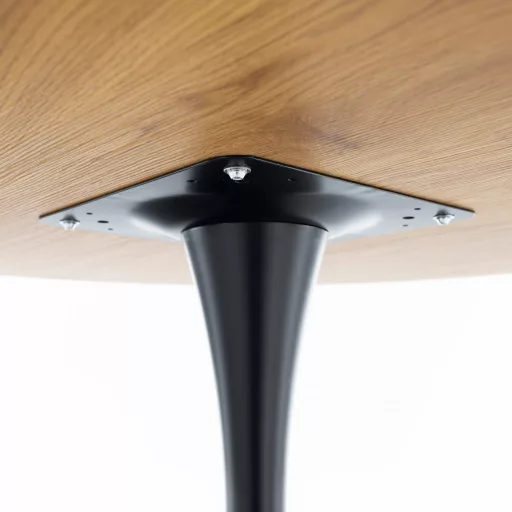 Étkezőasztal, tölgy/fekete, átmérő 80 cm, REVENTON NEW