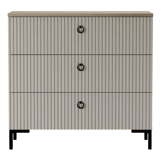 Komód, szürkésbarna Taupe/silverjack tölgy, DOMCA 3S