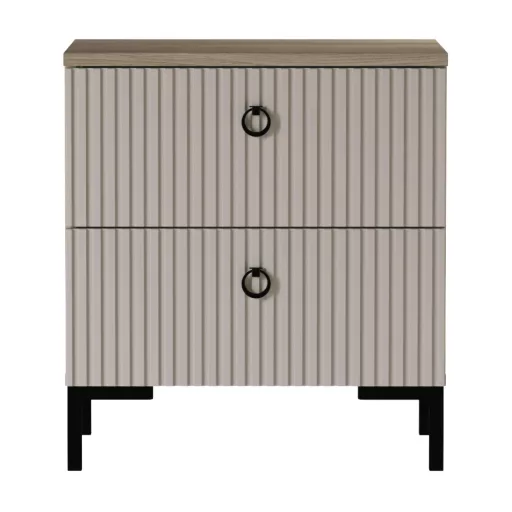 Éjjeliszekrény, szürkésbarna Taupe/silverjack tölgy, DOMCA 2S