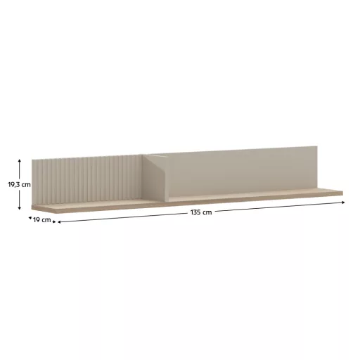 Fali polc 135, szürkésbarna Taupe/silverjack tölgy, DOMCA