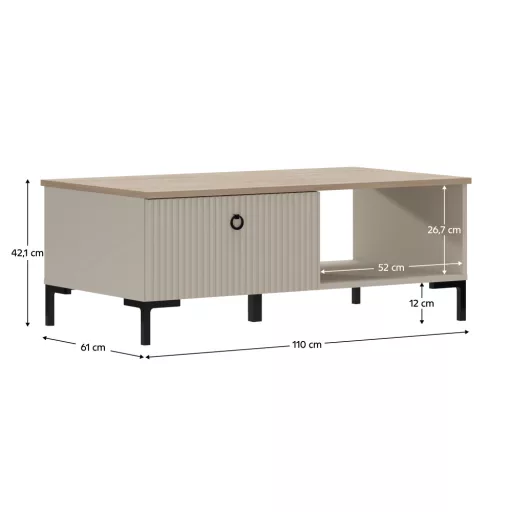 Dohányzóasztal, szürkésbarna Taupe/silverjack tölgy, DOMCA 1S