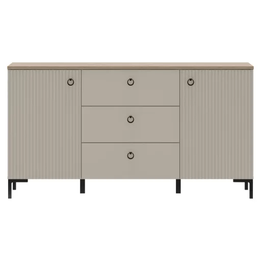 Komód, szürkésbarna Taupe/silverjack tölgy, DOMCA 2D3S