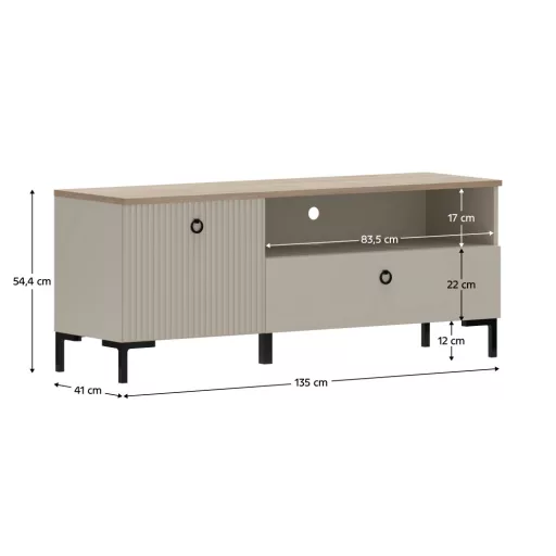 TV-állvány, szürkésbarna Taupe/silverjack tölgy, DOMCA 1K1S