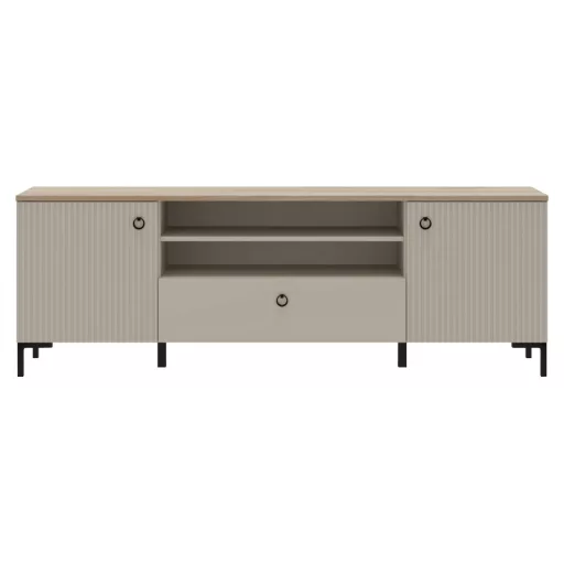 TV-állvány, szürkésbarna Taupe/silverjack tölgy, DOMCA 2D1S