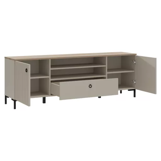 TV-állvány, szürkésbarna Taupe/silverjack tölgy, DOMCA 2D1S