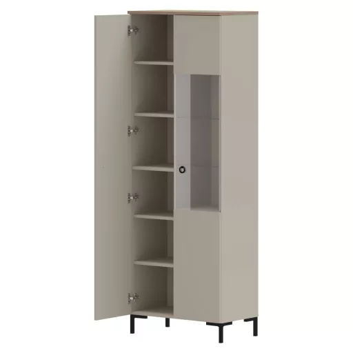 Vitrin, szürkésbarna Taupe/silverjack tölgy, DOMCA 1D1W