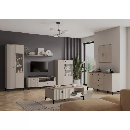 Vitrin, szürkésbarna Taupe/silverjack tölgy, DOMCA 1D1W
