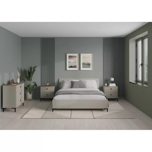 Franciaágy, 160x200, szürkésbarna Taupe, DOMCA
