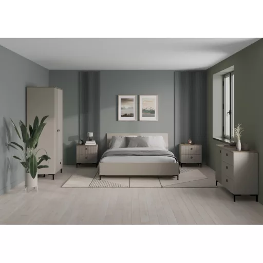Franciaágy, 160x200, szürkésbarna Taupe, DOMCA