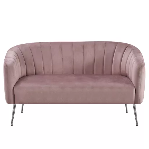 Design kétszemélyes kanapé, rózsaszín Velvet szövet/króm-ezüst, BAGY