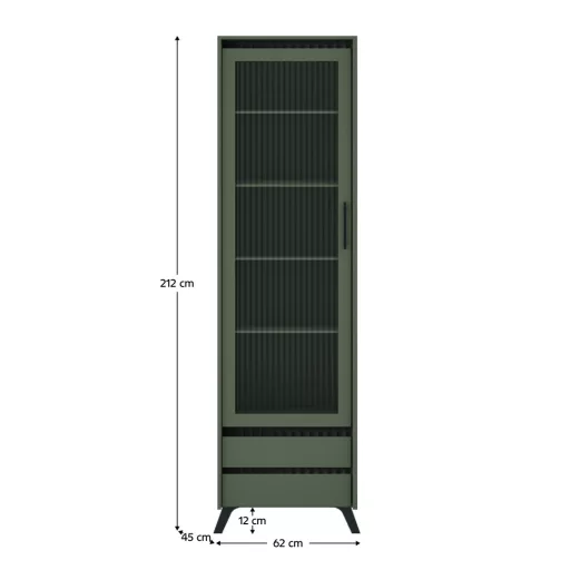 Vitrin, smoke zöld/fekete, LONGY REG1W2S