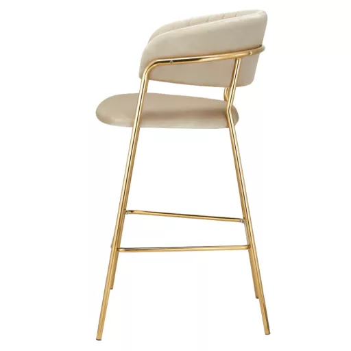 Design bárszék, bézs Velvet szövet/gold króm arany, DASMIN NEW TYP 2