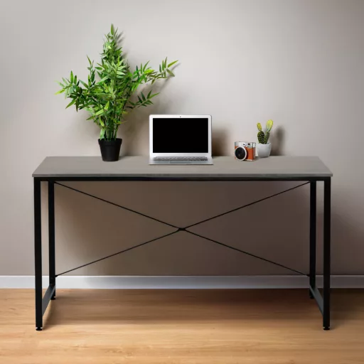 Íróasztal, beton/fekete, 150x60 cm, MELLORA