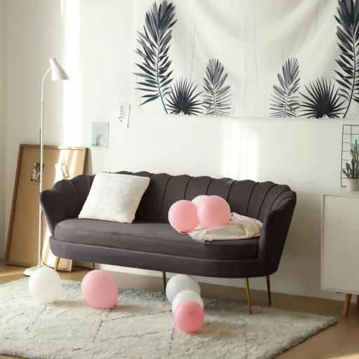 Luxus kanapé, 3 személyes, szürkésbarna Velvet szövet/arany, Art-deco, NOBLEO TYP 2