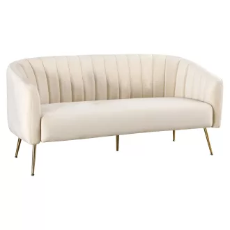   Design 3-as ülés kanapé, bézs Velvet szövet/gold króm-arany, BAGY